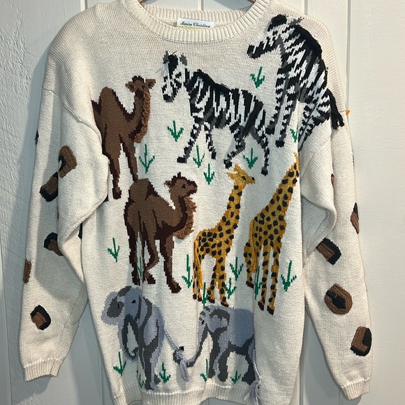 Marisa Christina Sweaters - Vintage Marisa Christina Large Noah's Ark Wool Cotton Pullover Sweater